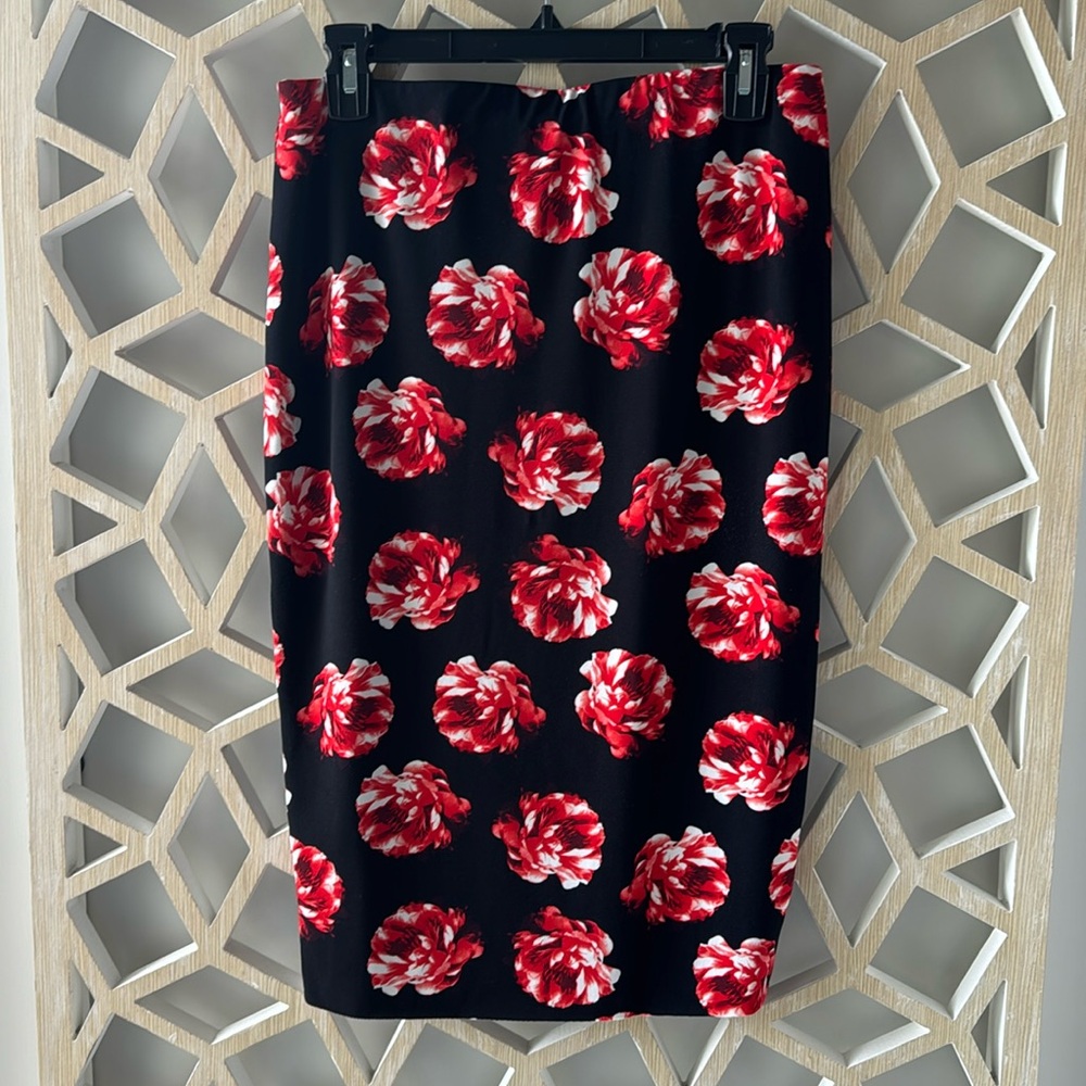 Floral print stretch pencil skirt